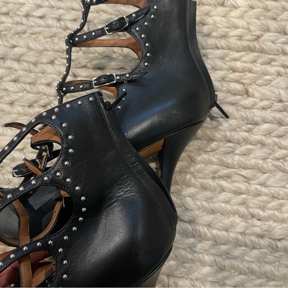 Givenchy Black Leather Studded Women's Caged Heels - Picture 7 of 7